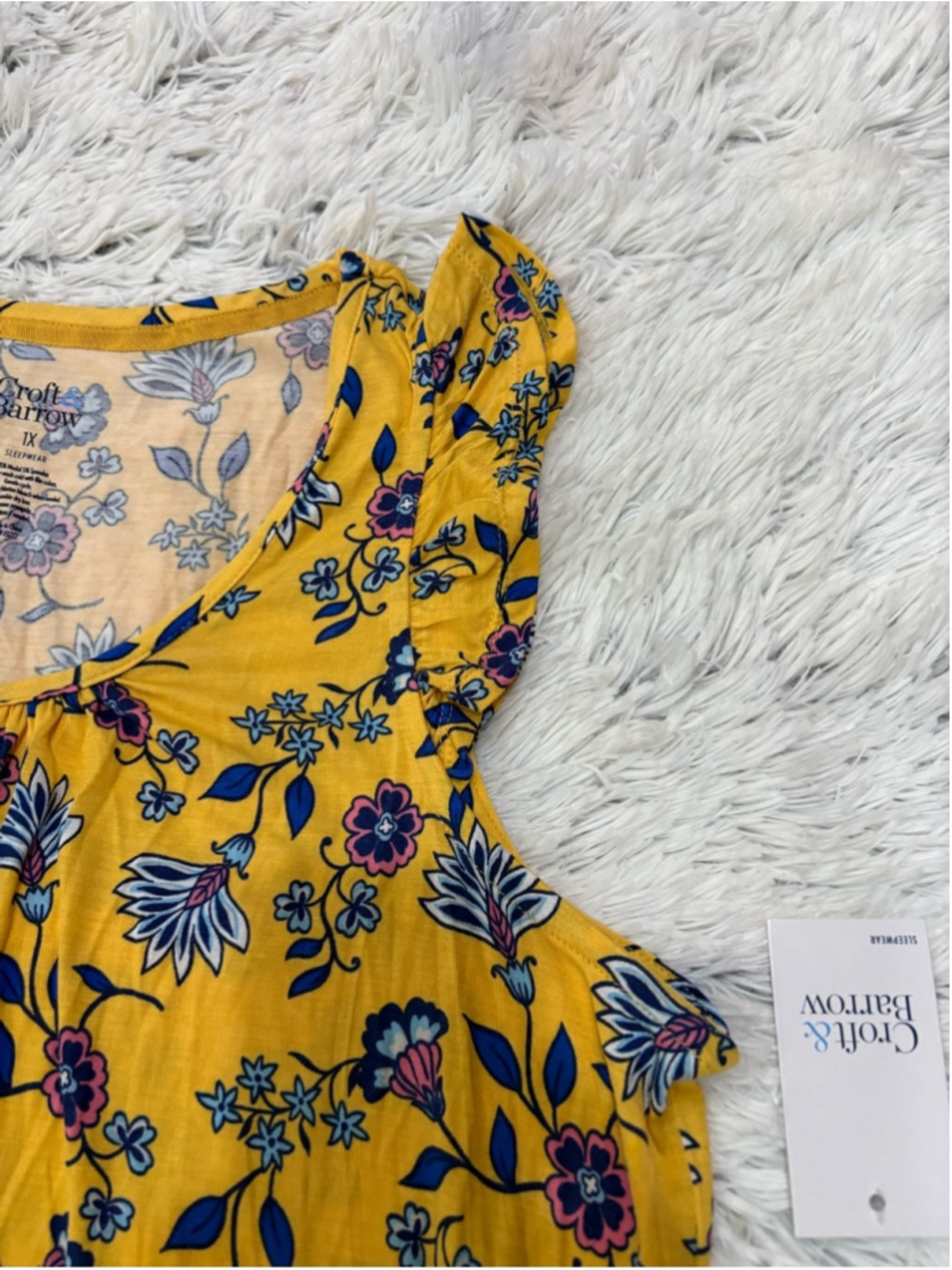 Croft & Barrow Floral Sleeveless Nightgown Dress Size 1X NWT Yellow Modal Blend - Picture 12 of 14